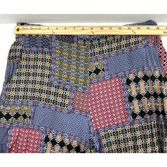 Ellos Pants Womens Medium 14-16 Rayon Quilt Geo Print Wide Leg Slacks Pockets - Picture 7 of 11